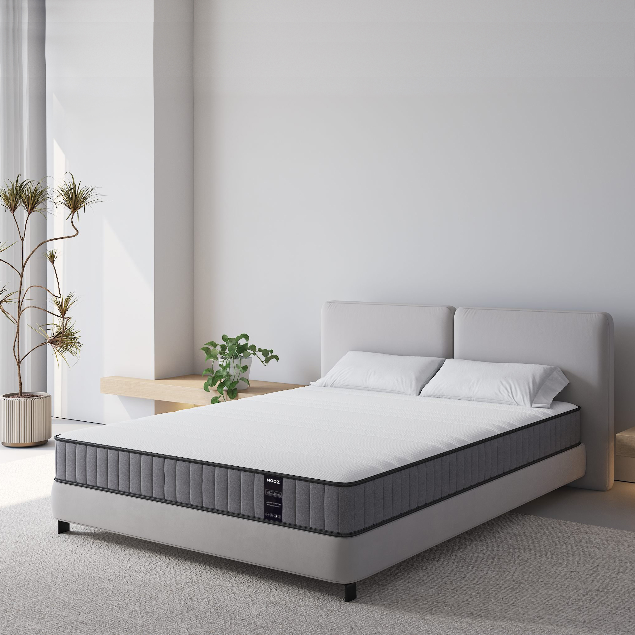 Nệm Foam Hybrid 25cm Nooz Home Goods Tiêu Chuẩn CertiPUR-US Ruột Đệm Lò Xo Túi Độc Lập Kết Hợp Cùng 2 Tầng Cao Su Non (Convulated Foam và High Density Foam)
