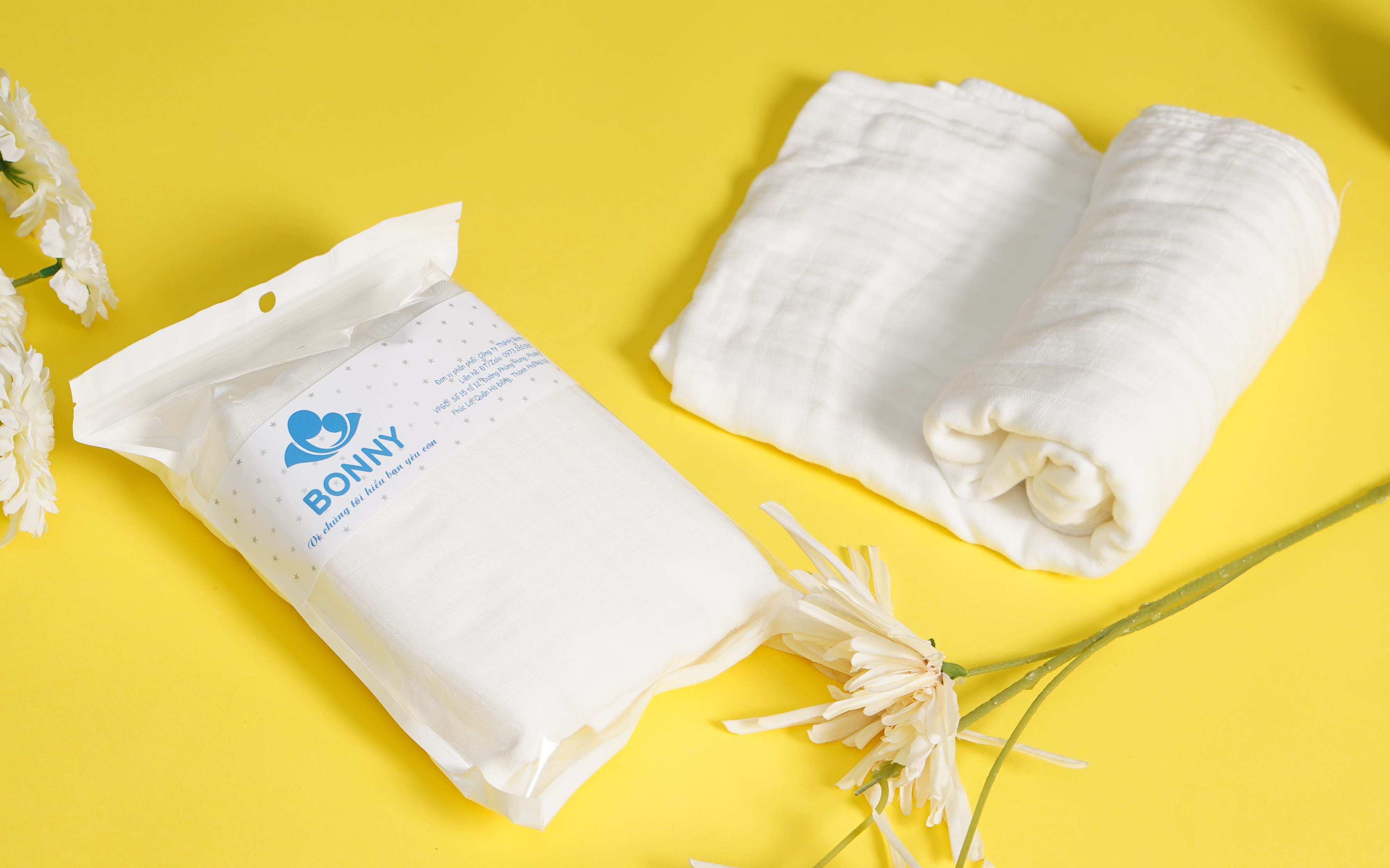 Khăn Tắm Bonny 100% Sợi Tre Lụa 4 Lớp Siêu Mềm Mịn, Thấm Hút, An Toàn Cho Bé (Kích thước: 90x90Cm)