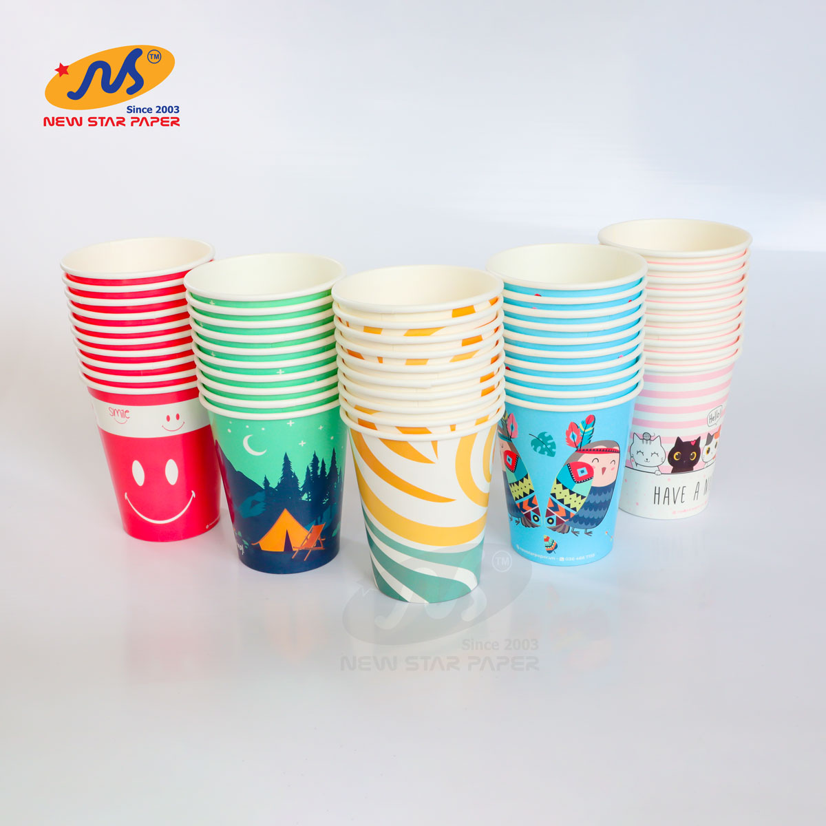 Ly giấy 12oz~354ml - Lốc 50 ly giấy có họa tiết