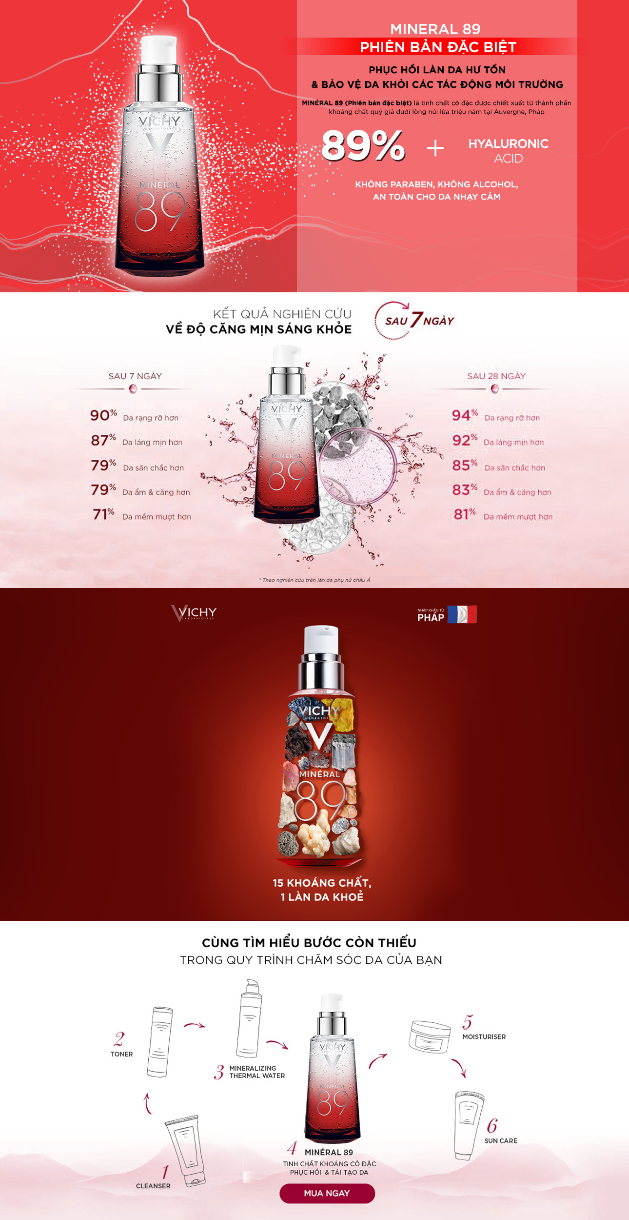 Dưỡng chất khoáng núi lửa cô đặc Vichy Mineral 89 màu đỏ 50ml (Phiên bản giới hạn)