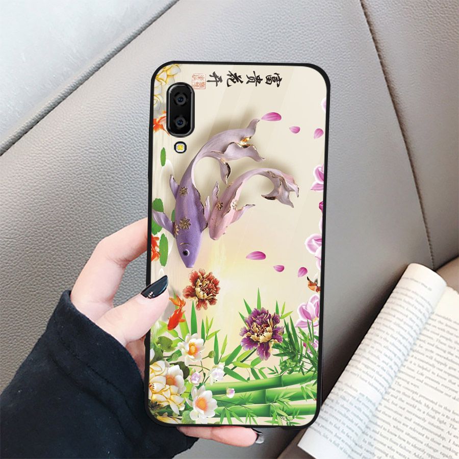 Ốp kính cường lực cho điện thoại Samsung Galaxy A7 2018/A750 - bộ sưu tập cá MS BSTCA047