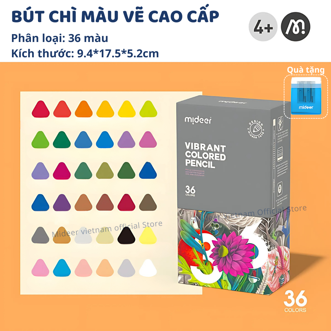Bút chì màu vẽ tranh cao cấp mideer Vibrant Colored Pencil  24/36/48 màu, Chì vẽ chuyên nghiệp
