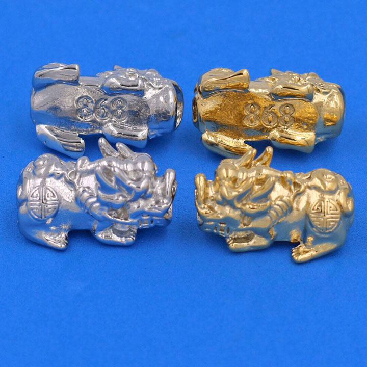 Chuỗi tay Gỗ Huỳnh Đàn 15 ly - Vòng tay Tỳ Hưu inox vàng VGHUDTHHBV15 - Vòng đeo tay size lớn, phù hợp cho nam