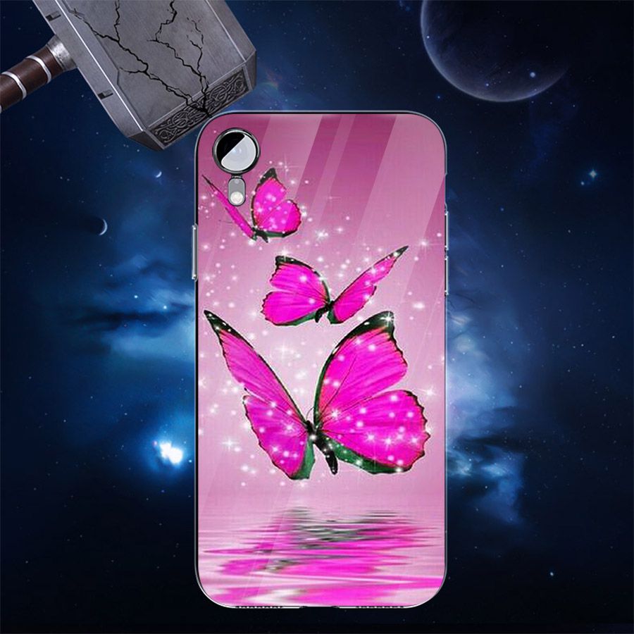 Ốp điện thoại kính cường lực cho máy iPhone XR - bướm đẹp MS BUOMD006