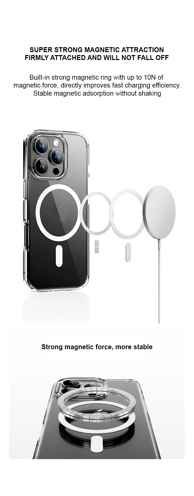 Ốp lưng trong suốt sạc từ tính dành cho iPhone 16 / 16 Plus / 16 Pro / 16 Pro Max - Hàng chính hãng