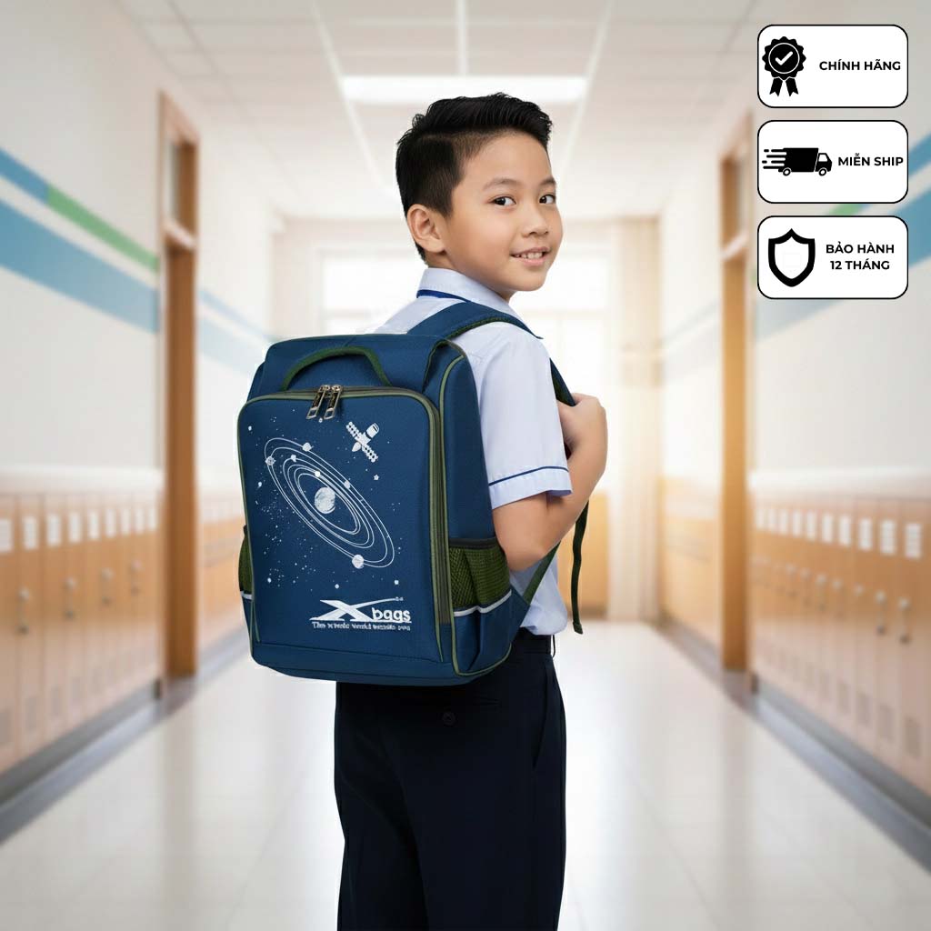 Balo chống gù học sinh tiểu học cao cấp Xbags Universe Xb 3104 siêu nhẹ chống nước êm ái thoáng khí tiện lợi chính hãng!