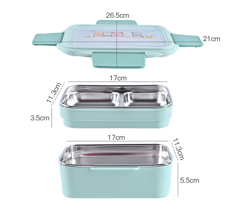 Hộp Cơm Giữ Nhiệt 2 Tầng Inox 2 Lớp Chắn Chắn Tặng kèm muỗng- Hàng Chính Hãng ( Màu ngẫu nhiên)