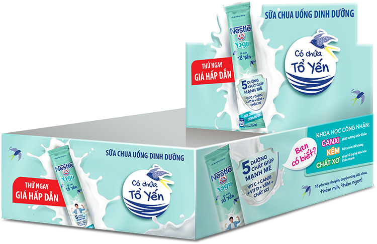 Sữa Chua Uống Nestlé YOGU Có Chứa Tổ Yến (Hộp 30 Gói x 85ml)