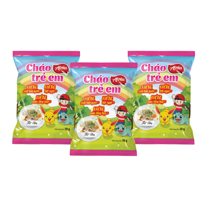 cháo aloha for kids vị thịt bằm - ăn liền - gói 50gr - thùng 50 gói 1