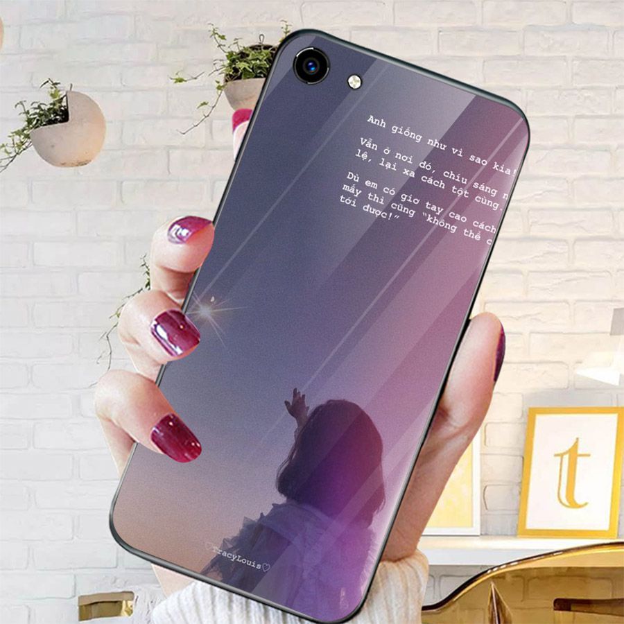 Ốp kính cường lực dành cho điện thoại Oppo F1S/A59 - A71 - A83/A1 - F3/A77 - ngôn tình tâm trạng - tinh2108