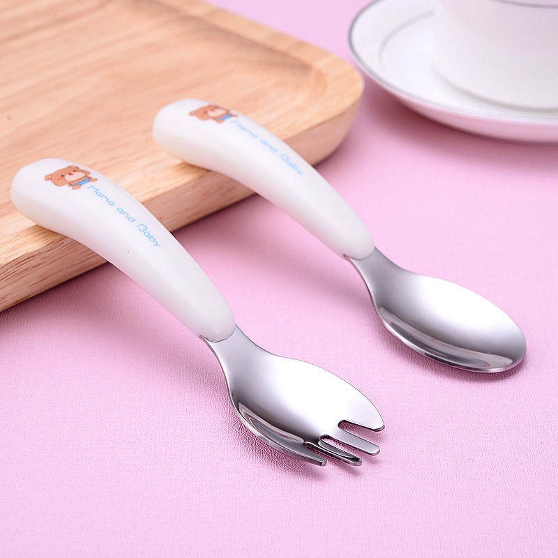 Review Hộp Muỗng Nĩa Inox Cán Sứ Baby - Giao màu ngâu nhiên