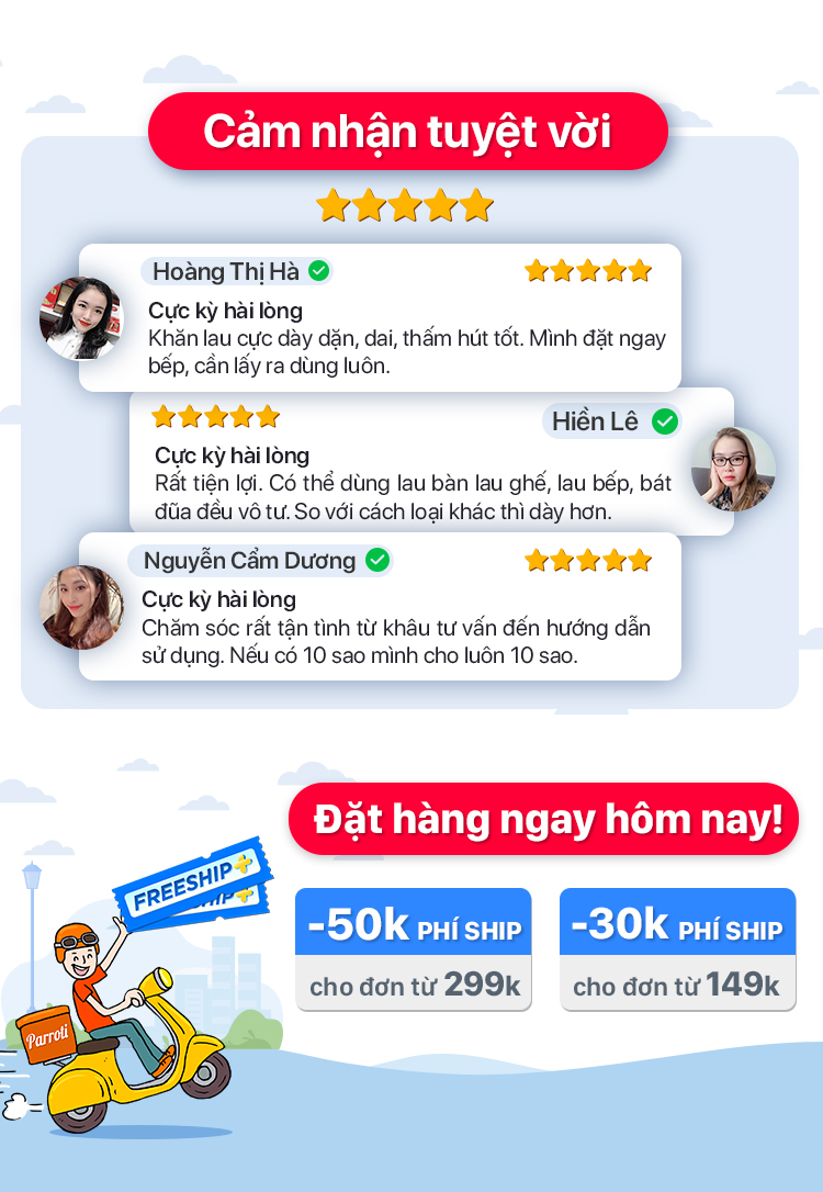 Khăn giấy cuộn đa năng, lau bếp, lau kính, chén bát, lau tay (50 khăn/cuộn, 25cm x25cm) - Parroti Bingo NG01