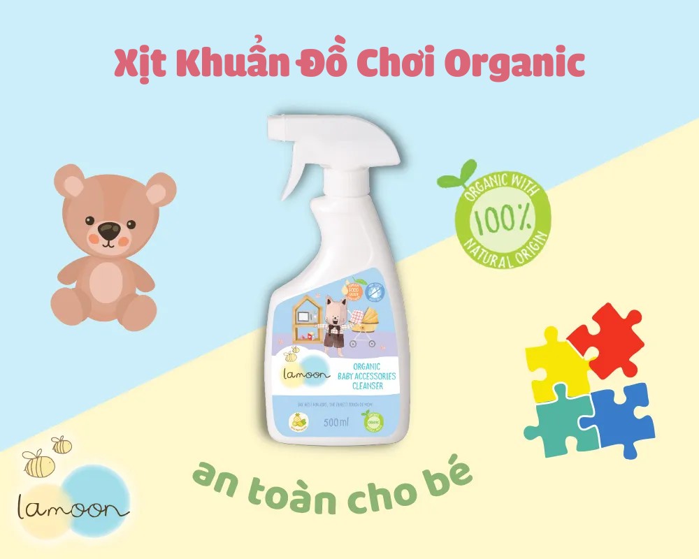Xịt khuẩn đồ chơi Organic cho bé Lamoon - Bình 500ml