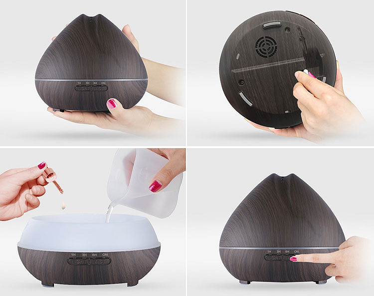 Máy Khuếch Tán Tinh Dầu Quả Đào Gỗ Nâu Lorganic Fx2025 + Tinh Dầu Sả Chanh Lgn0276 (10ml)