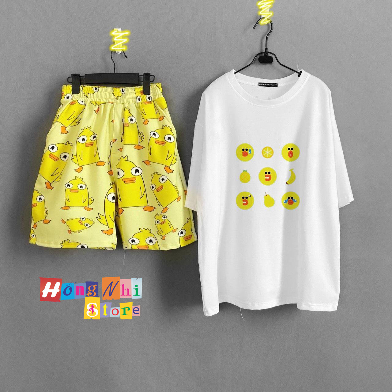 Quần Short Cartoon Unisex Hình Vịt Ducky Momo - Quần Đùi Hoạt Hình Siêu Cute - MM