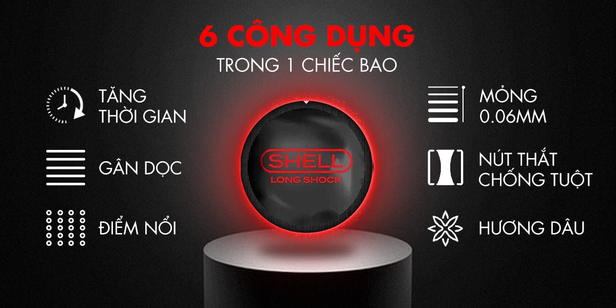 Bao cao su Shell Performax 6 in 1 kéo dài thời gian - Hộp 10 cái | SHELL CHÍNH HÃNG
