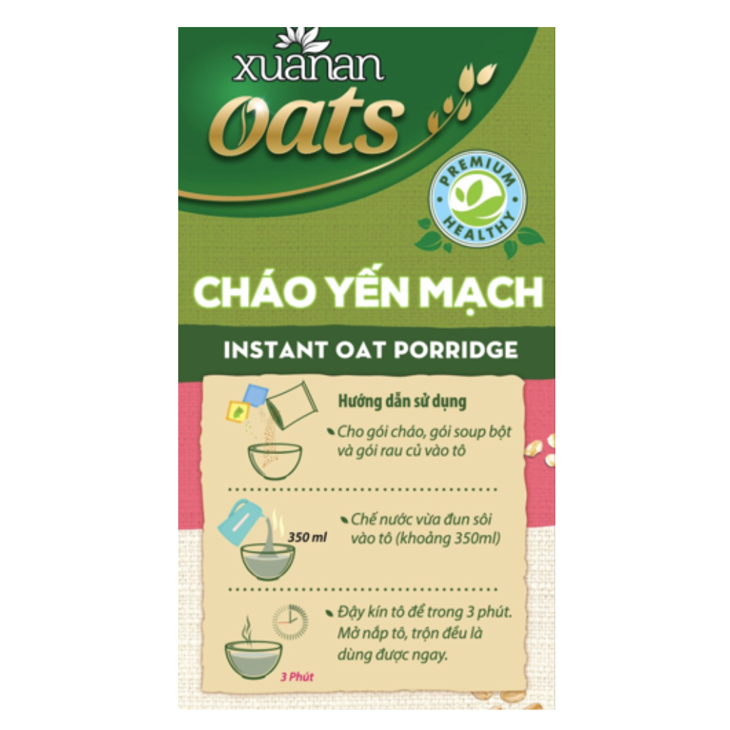 Combo 6 Gói Cháo Yến Mạch Thịt Heo Bằm Xuân An 40G (Tặng Kèm 1 Gói)
