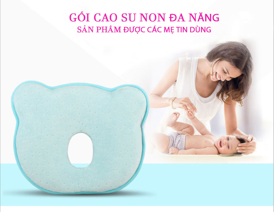 Gối Cao Su Non Chống Bẹp - Bẹt - Méo - Móp Đầu Trẻ Sơ Sinh Vải Nhung - BU002 1