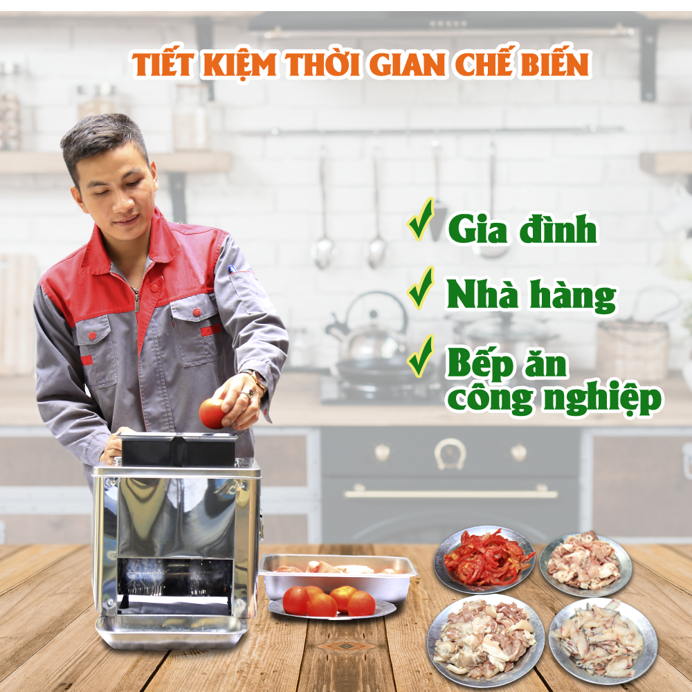 Máy thái thịt tươi sống đa năng 3A850W 2 cửa nạp