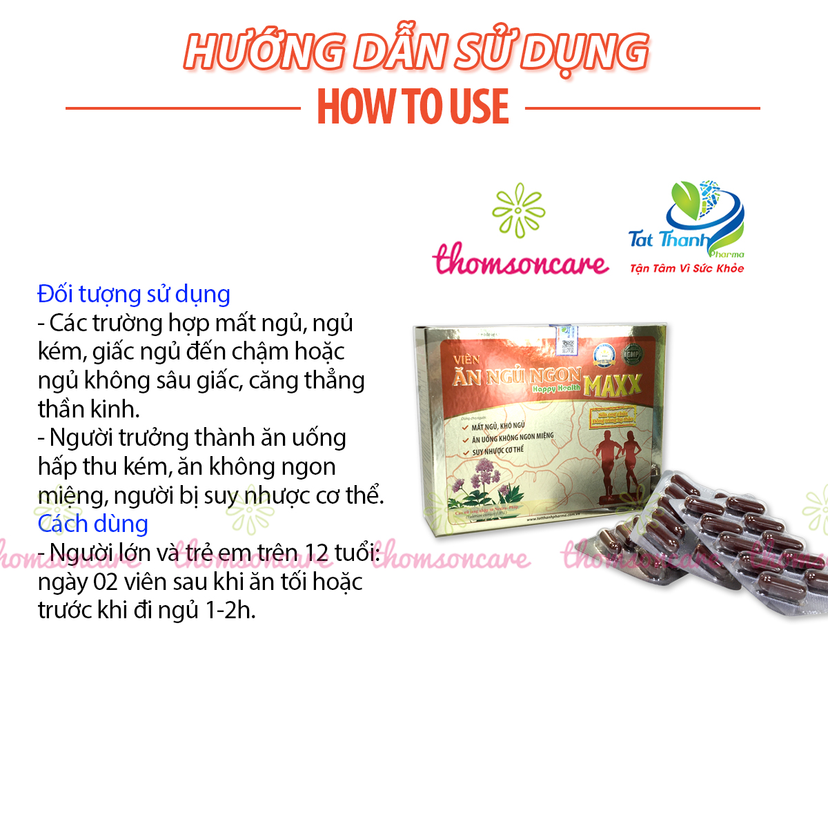 Ăn ngủ ngon Happy Health Max - Giúp giảm mất ngủ, căng thẳng thần kinh - Hộp 60v từ đông trùng hạ thảo, melatonin, sữa ong chúa 2