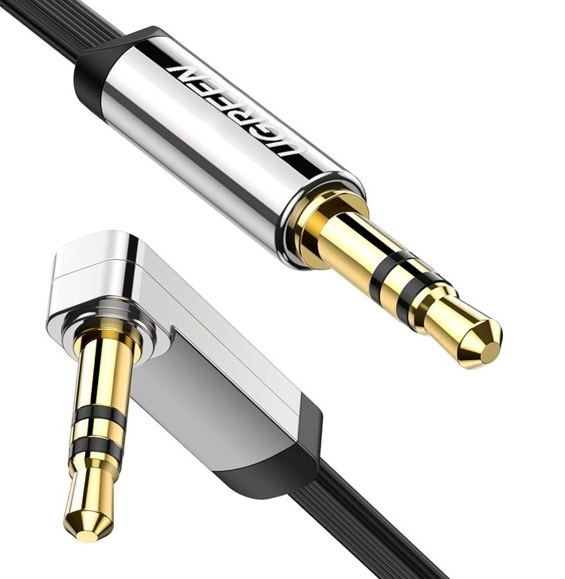 Cáp âm thanh 3.5Mm dẹp góc vuông 10598 2 đầu đực mạ vàng dài 1.5m UGREEN Av119 - HÀNG CHÍNH HÃNG