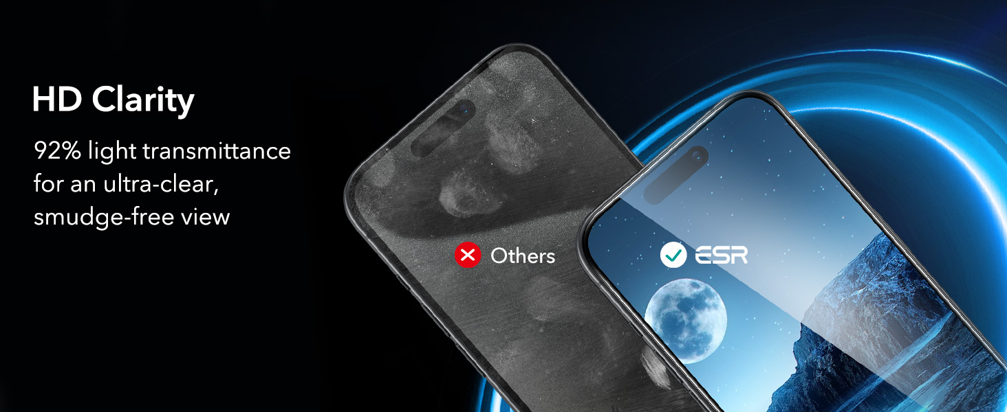 Kính Cường Lực không viền đen ESR Tempered-Glass Screen Protector cho iphone 16/ 16 plus/ 16 pro/ 16 promax, kèm khung dán_ Hàng chính hãng