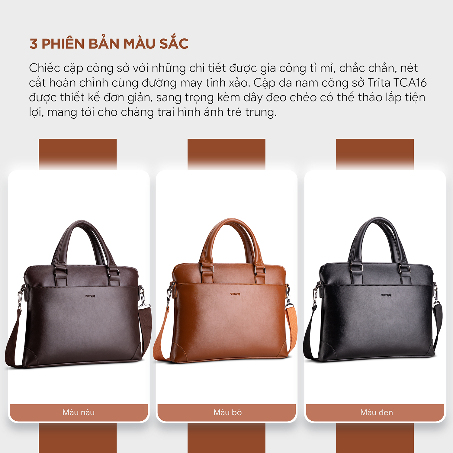 Cặp công sở Trita ( Thời trang nam phong cách đựng vừa laptop 14 inch - Cặp da TCA16 )