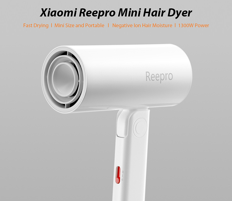 Xiaomi Reepro Mini Hair Dyer Travel Electric Hairdryer Quick Dry 1300W High Power Anion Portable Folding Hair Dryer - White
