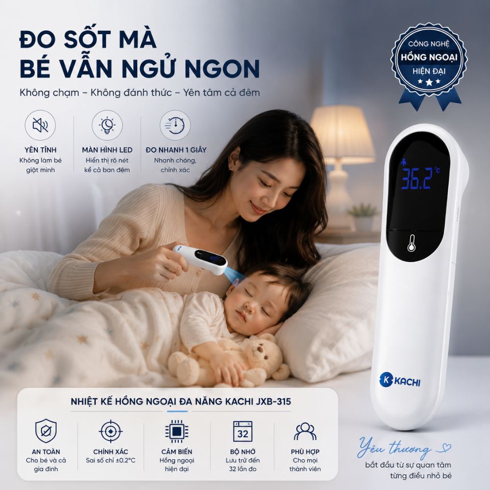 Máy Đo Nhiệt Kế Kachi JXB-315 Cảm Biến Hồng Ngoại có chứng nhận FDA Mỹ