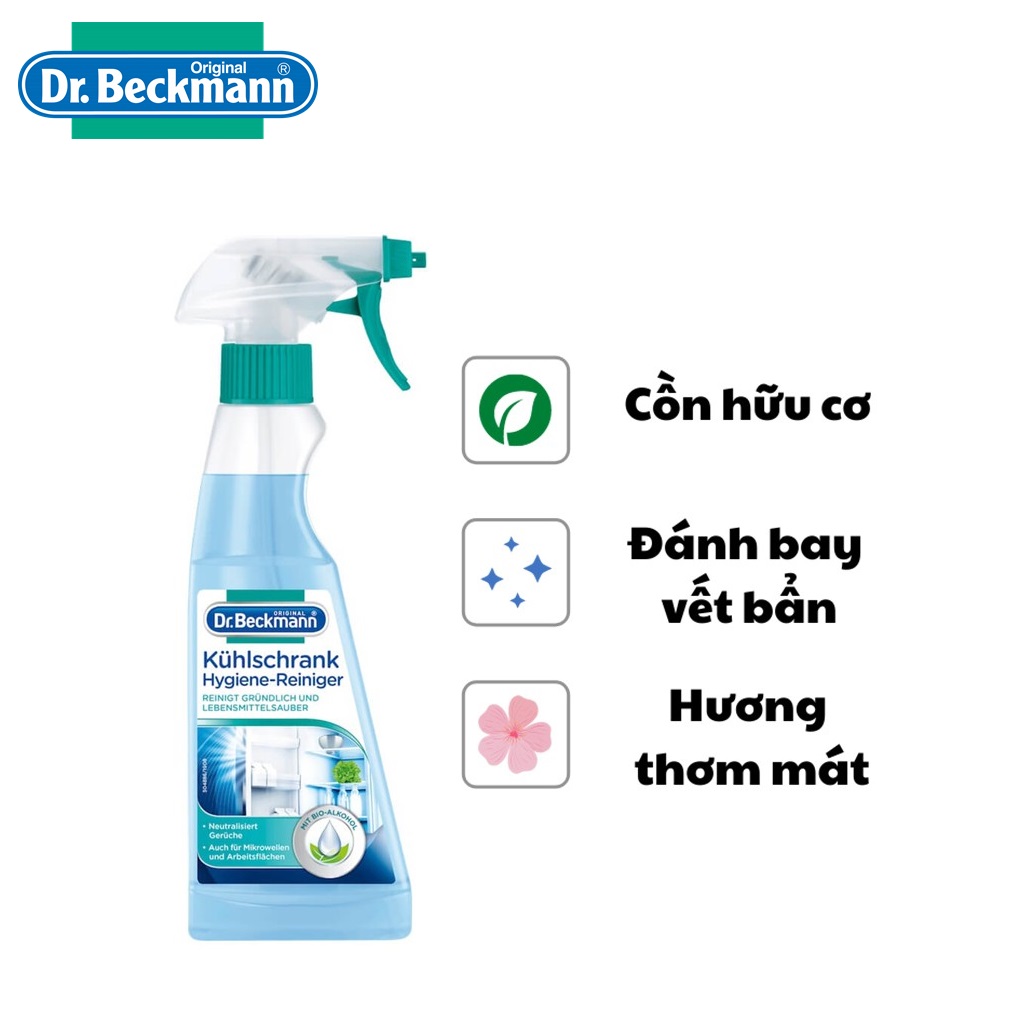 chai xịt vệ sinh khử mùi cho tủ lạnh, lò vi sóng, mặt đá ốp dr beckmann, chai 250ml - hàng nhập khẩu đức 1