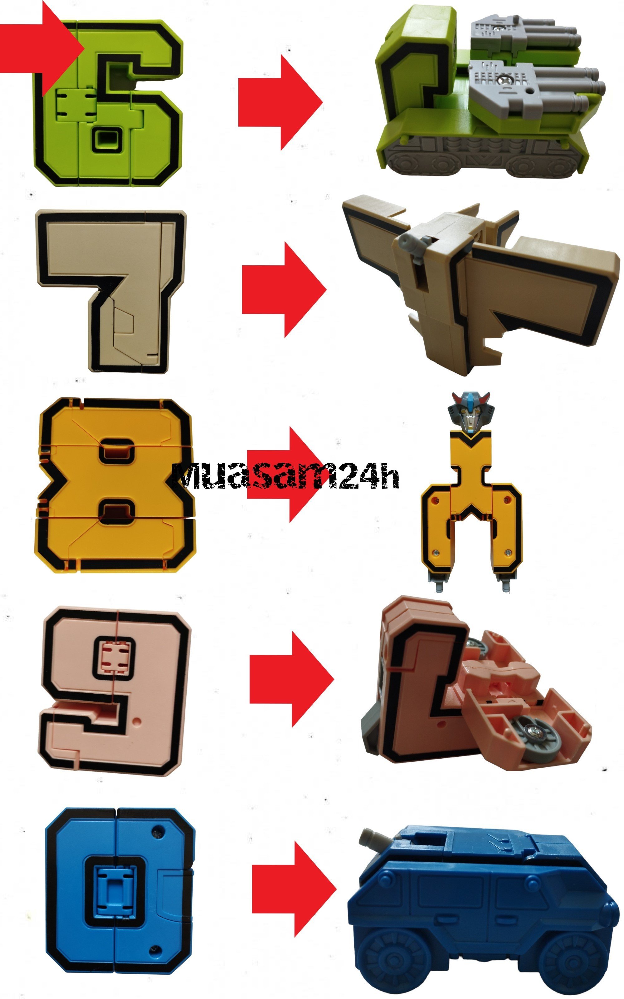 Đồ Chơi Lắp Ghép Bộ Chữ Số Biến Hình Từ 0 1 2 3 4 5 6 7 8 9 Thành Robot - Đồ Chơi Trẻ Em HT SYS - Đồ Chơi Xếp Hình