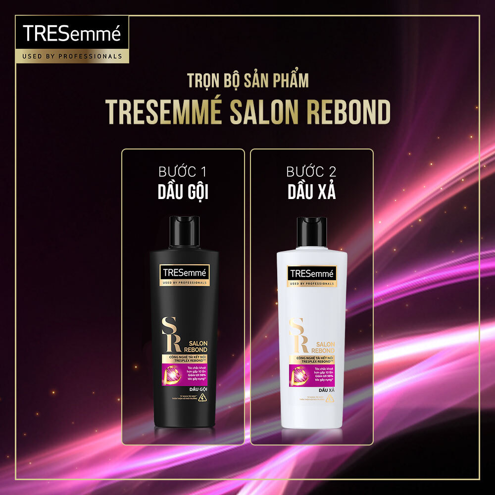 Combo gội xả TRESemmé Salon Rebond Công Nghệ Tái Kết Nối Ngăn Ngừa Gãy Rụng 340Gr x 2