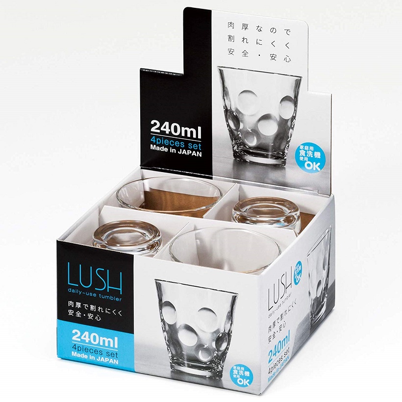 Bộ 04 cốc thủy tinh cao cấp chịu nhiệt họa tiết tròn mang lại vẻ trang nhã, sang trọng - nội địa Nhật Bản