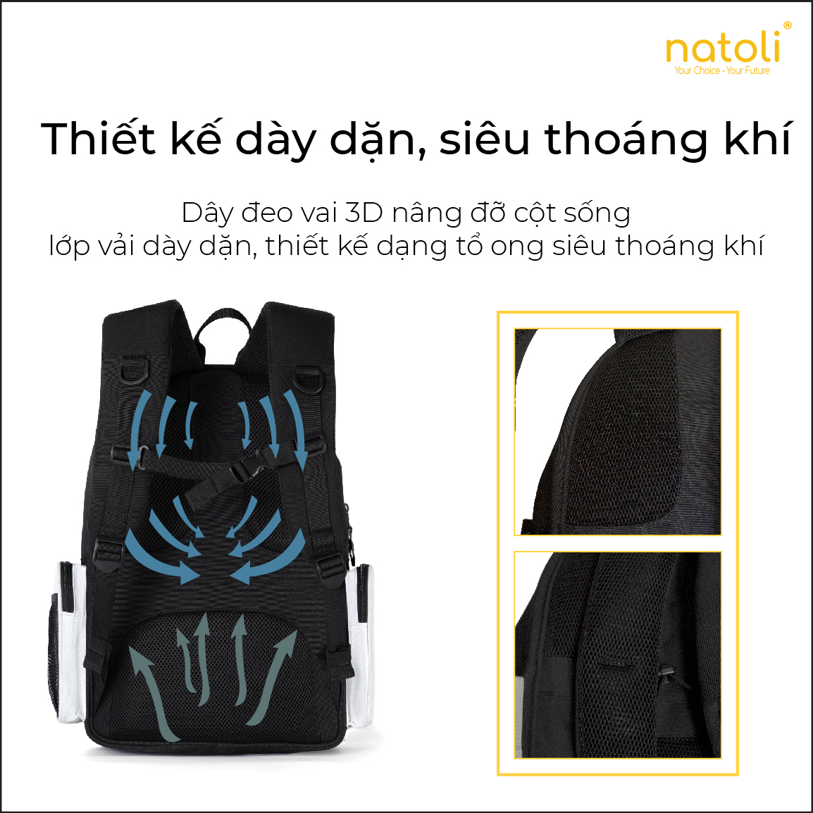 Balo unisex ICON BACKPACK chính hãng NATOLI chất vải canvas fashion kháng nước dày dặn chống sốc