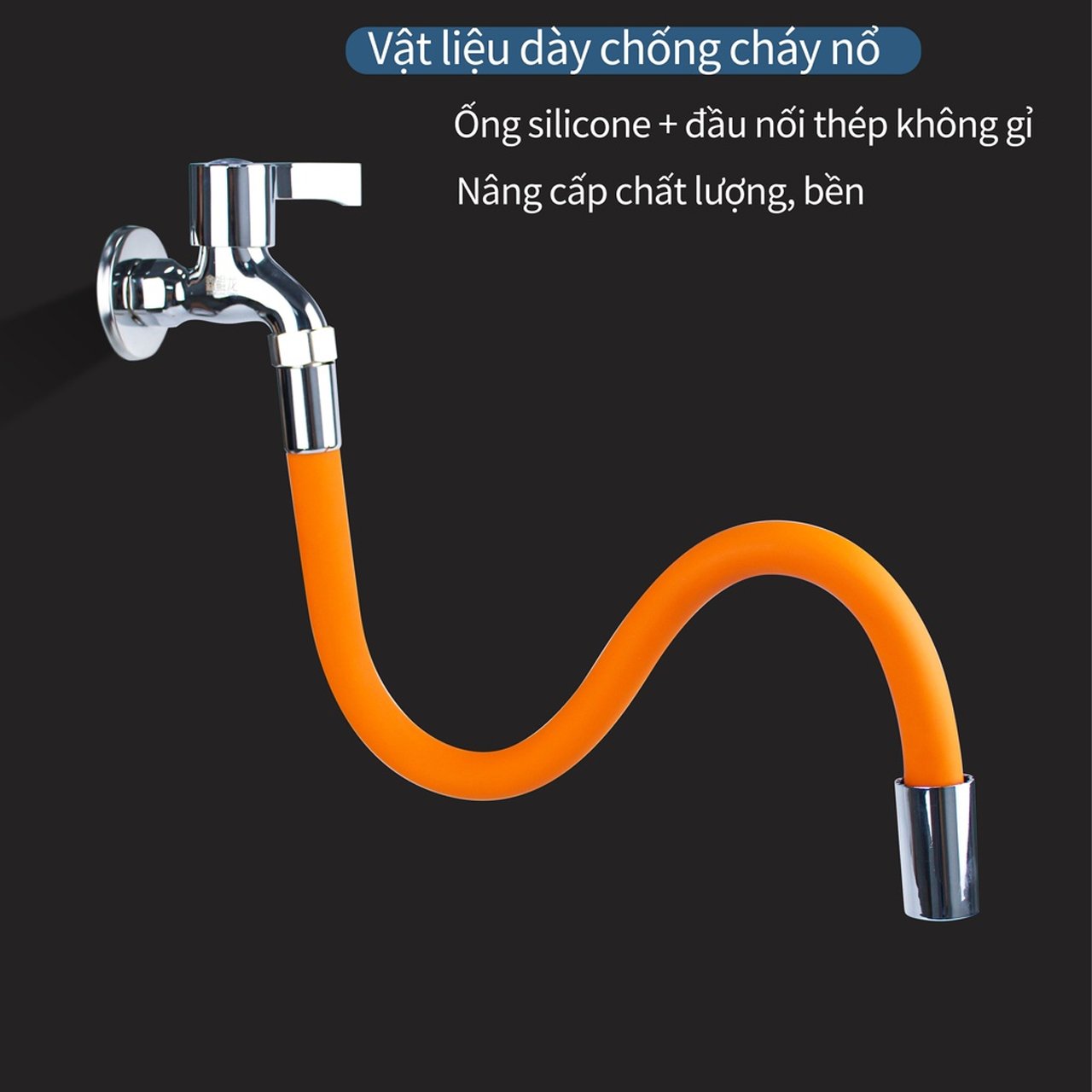 Ống Nối Dài Vòi Nước Hợp Kim Bọc Silicon Xoay 720 Độ Dài 17Cm Tiện Dụng