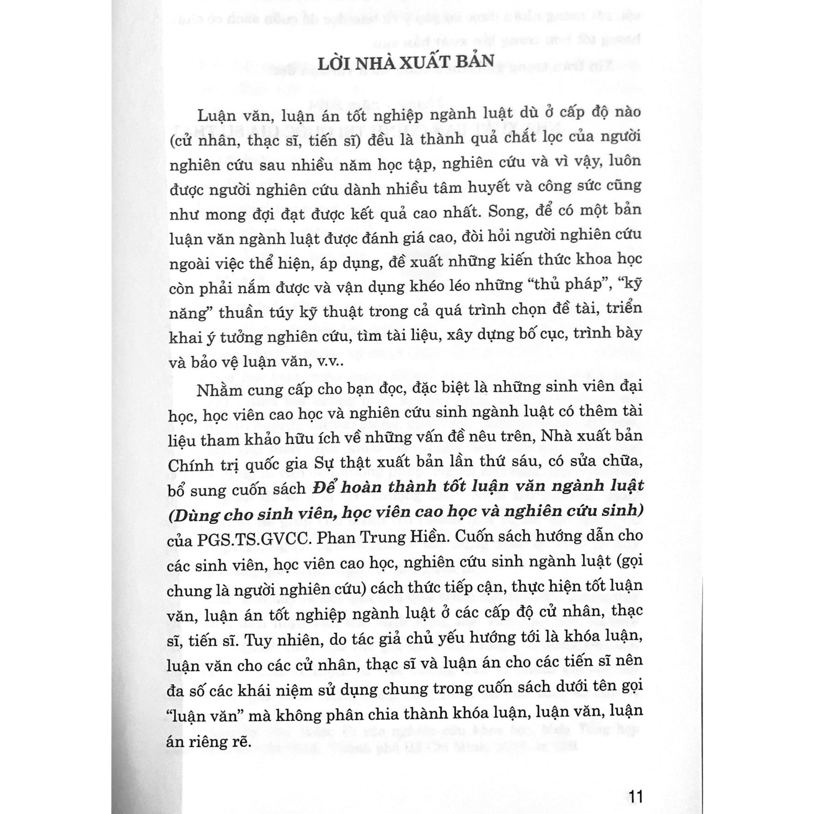 Để Hoàn Thành Tốt Luận Văn Ngành Luật (tái bản lần thứ tư, có sửa chữa, bổ sung)