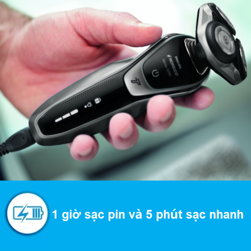 Máy cạo râu khô và ướt cao cấp Philips Norelco S5940/88 Serial 5000 có đầu tỉa để tỉa tóc mai và ria mép - HÀNG NHẬP KHẨU