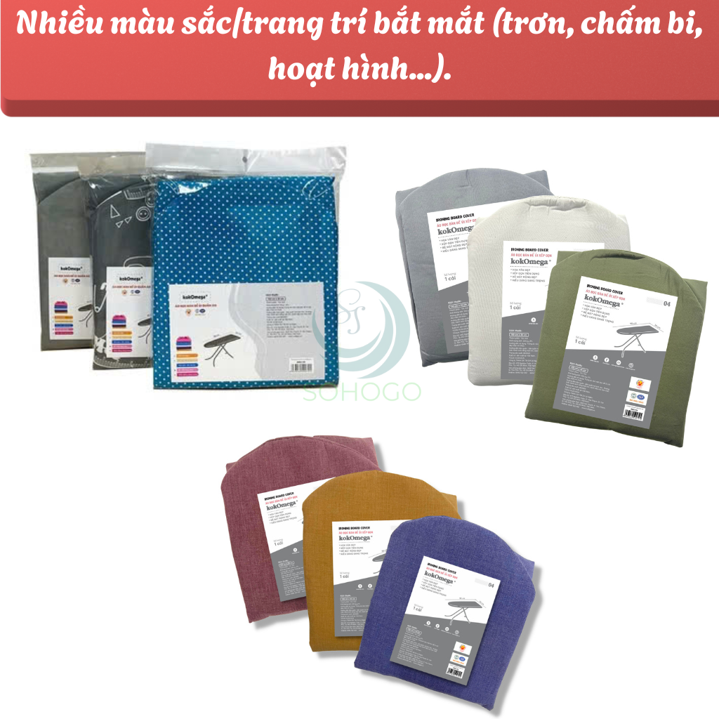 Áo bọc bàn để ủi quần áo nhiều size, nhiều mẫu - CHỌN SIZE - Áo trùm bàn ủi đồ-Áo Bọc Bàn Ủi Vải Dày Bền – Loại Dây Cột Áo Phủ Bàn Là Nhiều Size – Cố Định Bằng Dây Buộc