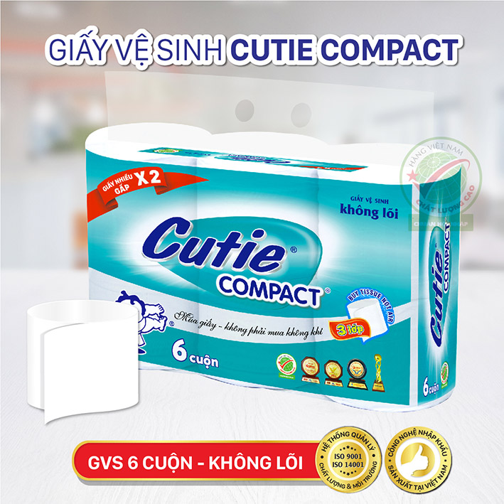 Giấy Vệ Sinh Cutie Compact không lõi 6 cuộn