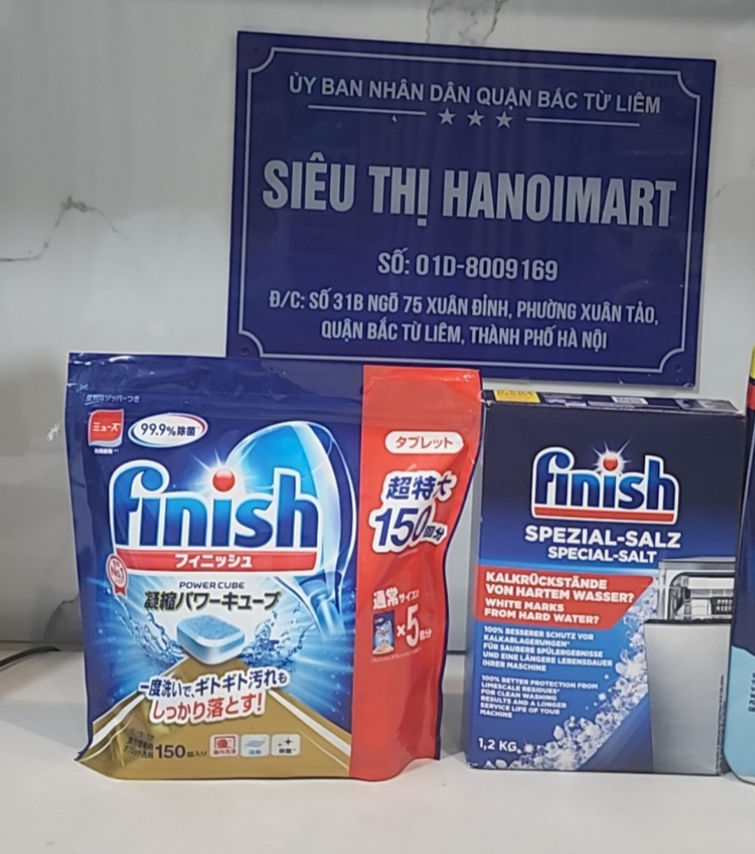 Combo Viên rửa bát Finish 150 viên + Muối rửa bát chén Finish 1.2kg + Nước làm bóng bát Finish 750ml dùng cho máy rửa bát chén nhật bản japan loại nhỏ