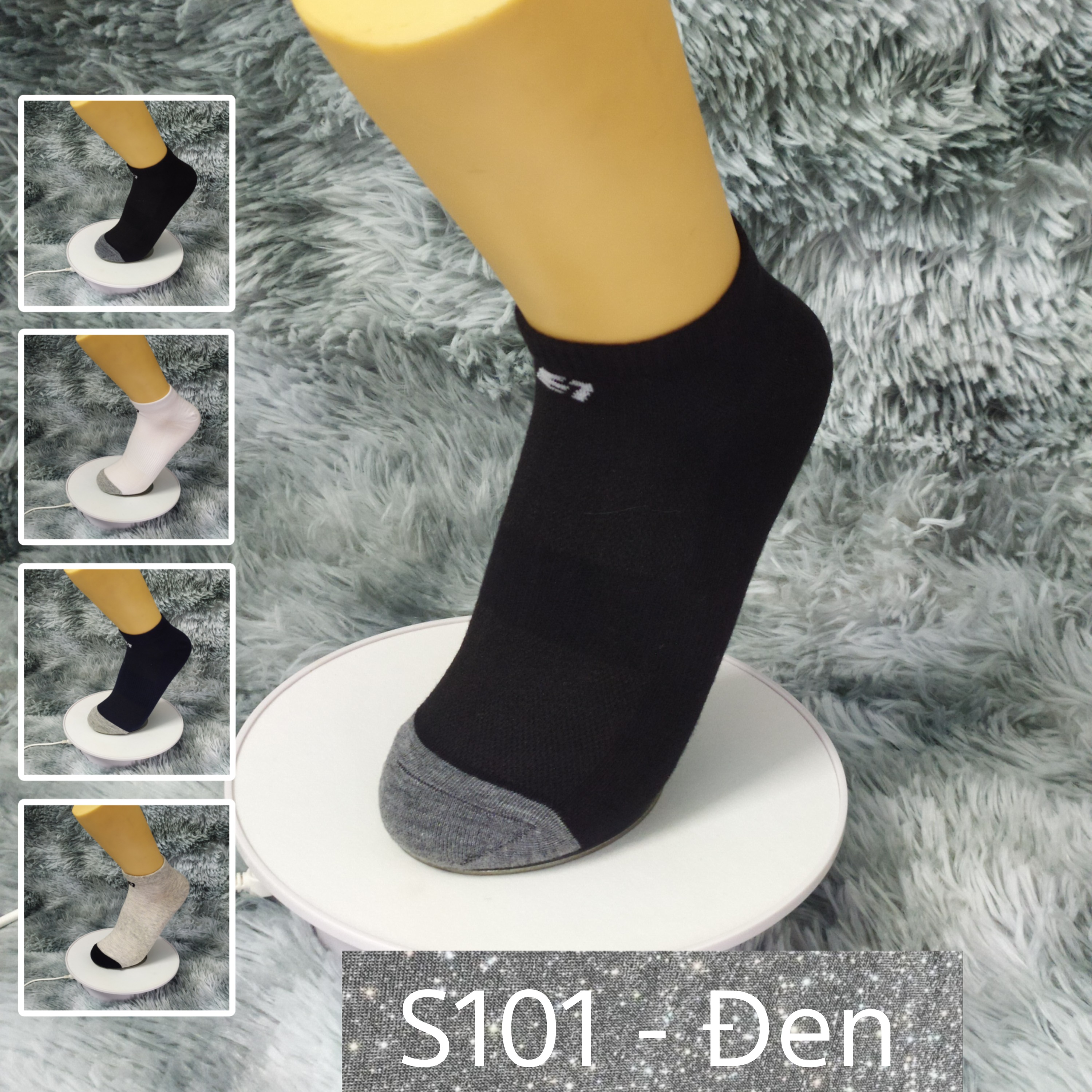 Tất Vớ cổ ngắn trơn Cotton Air Seven S101. 4 màu: Trắng, Đen, Xanh, Xám. Dày dặn, mềm mại, kháng khuẩn khử mùi, không hôi chân.