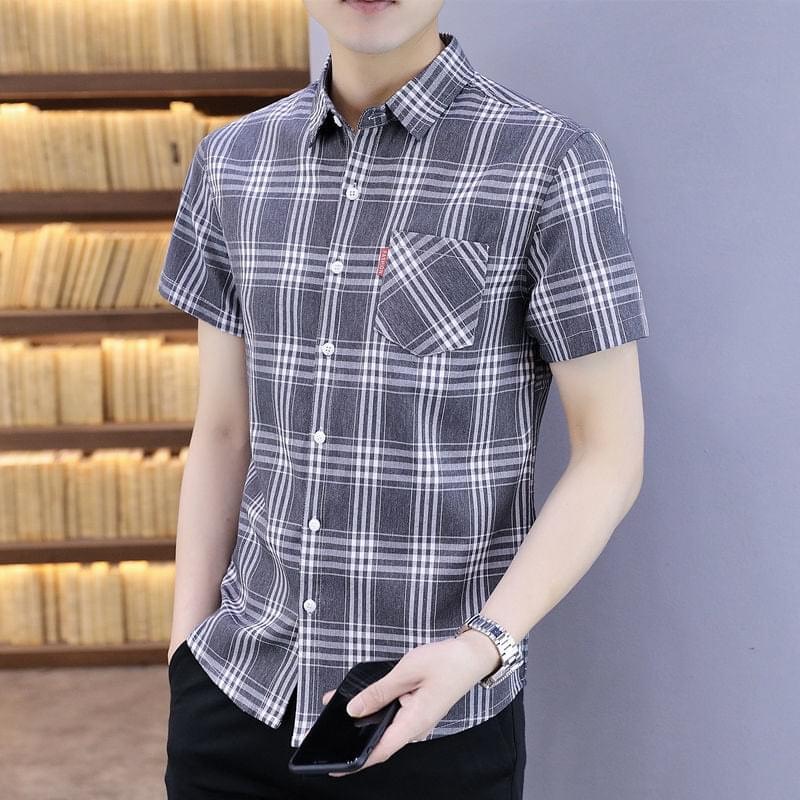 Áo sơ mi nam sọc tay ngắn dáng ôm body chuẩn form nhiều màu sắc - MON01