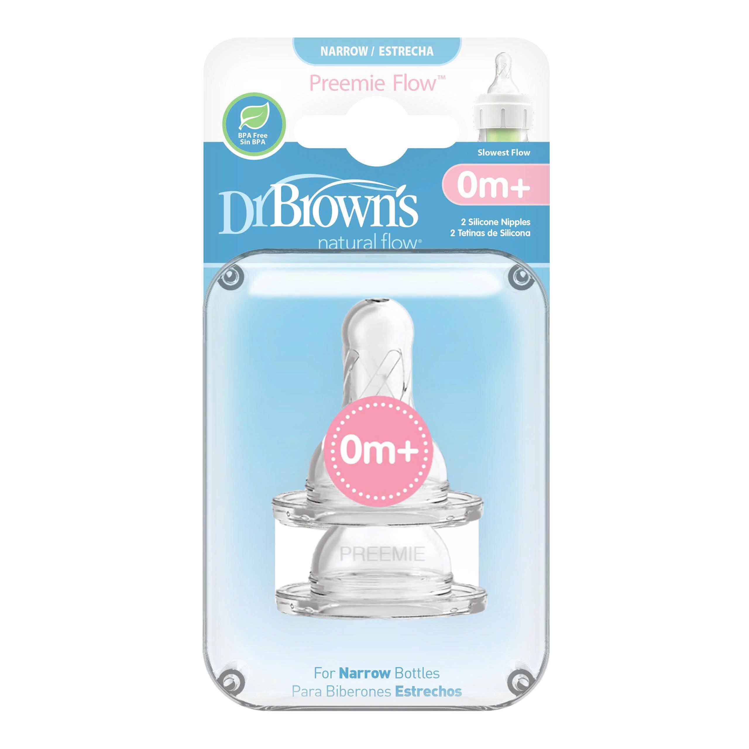 Hộp 2 núm ty thay thế bình sữa Dr.Brown's cổ thường ( cổ hẹp ) dòng Options Plus