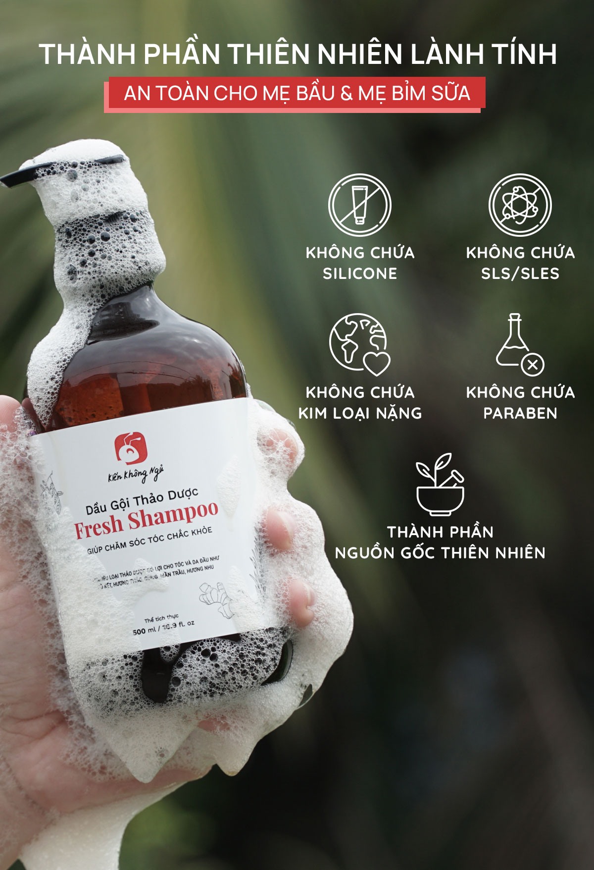 Dầu gội thảo dược Fresh Shampoo giảm rụng tóc, giảm gàu, nuôi dưỡng tóc mềm mượt và chắc khỏe từ gốc 500ml
