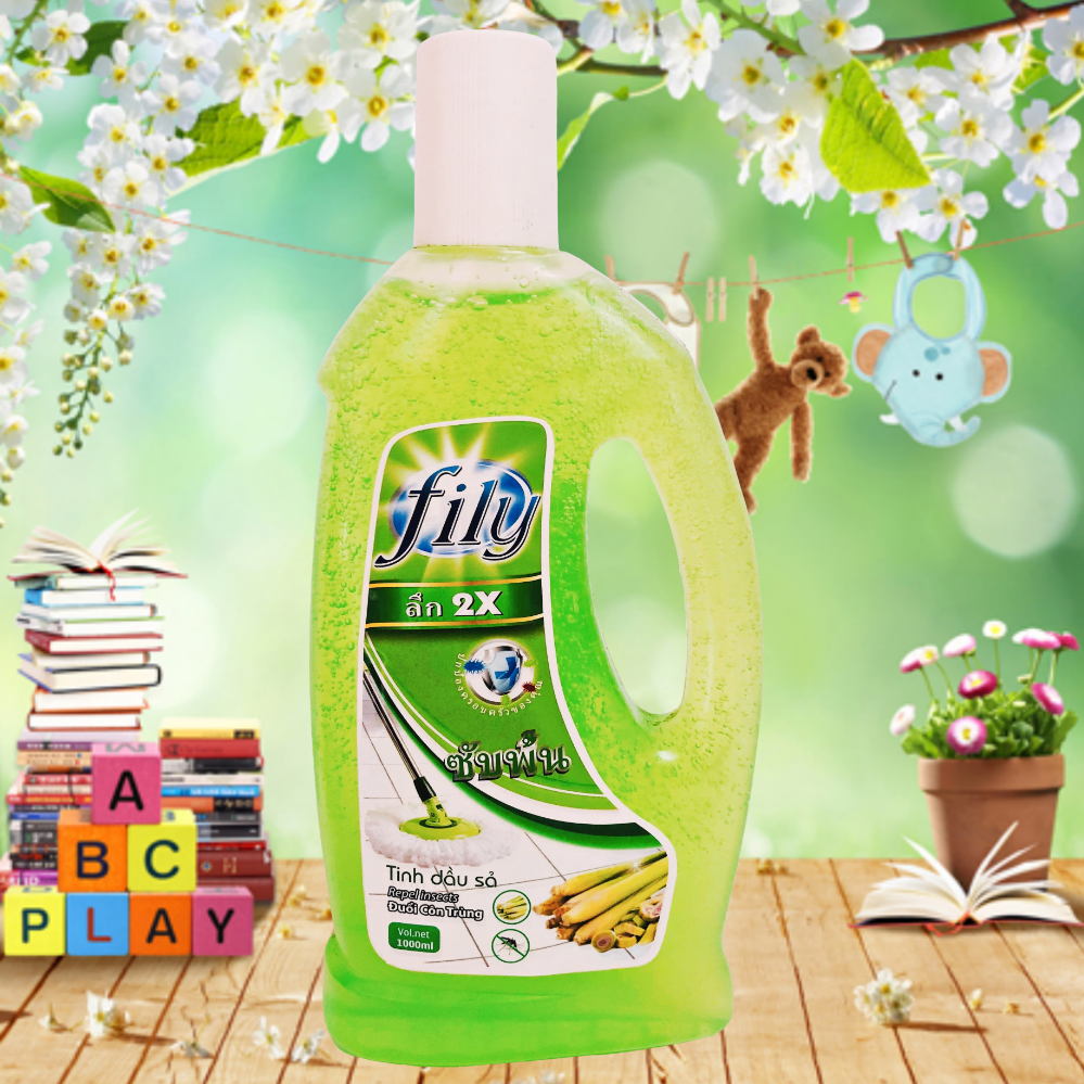 Nước Lau sàn nhà FILY Tinh dầu sả 1000ml xua đuổi côn trùng - an toàn cho bé 1