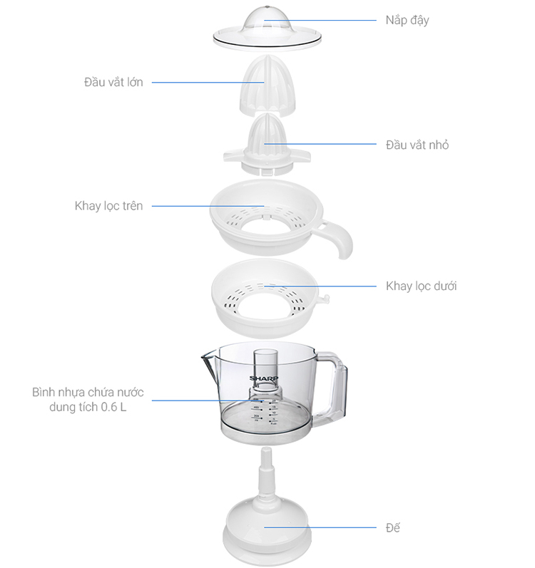 Máy Vắt Cam SHARP EJ-J256-WH - Hàng Chính Hãng