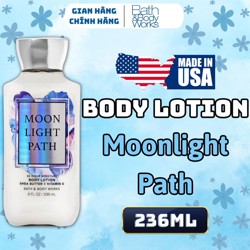 Body Mist Bath And Body Works Nam Nữ Chính Hãng Moonlight Path, Xịt Thơm Body Toàn Thân Hương Nước Hoa 236ml