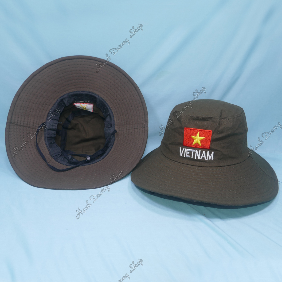 Mũ tai bèo nam vành rộng thêu cờ Việt Nam, chất liệu vải kaki oát mát mẻ, bền chắc - Hạnh Dương
