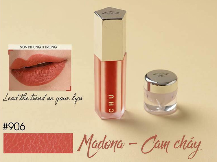 Son Nhung Chu Lipstick - Son Kem Lì Mượt Mịn & Bám Màu Lâu Trôi - Tặng Kèm Túi Và Son Dưỡng