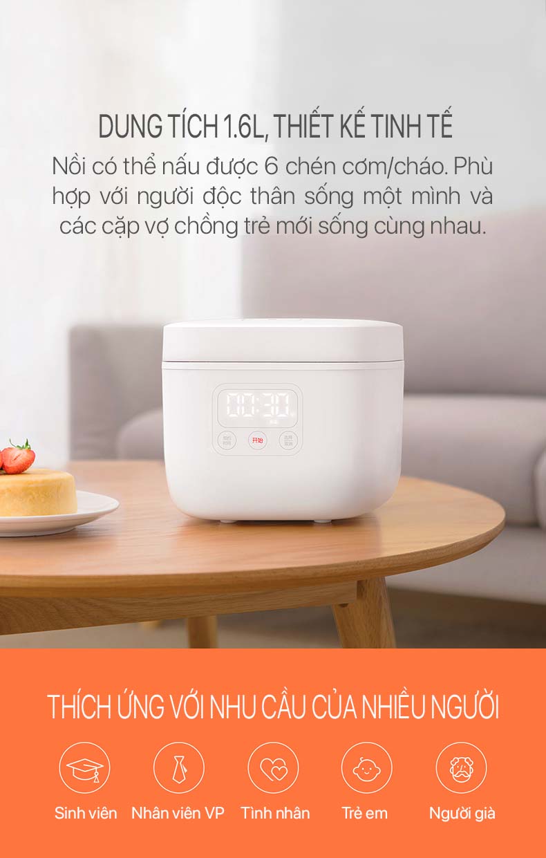 nồi cơm điện thông minh Mijia DFB201CM 1.6L kết nối wifi